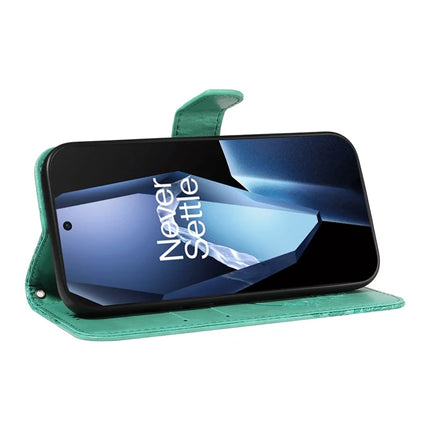 For OnePlus 13R 5G Case Butterfly Pattern PU Leather Folio Flip Phone Cover -  Green