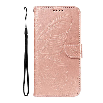 For OnePlus 13R 5G Case Butterfly Pattern PU Leather Folio Flip Phone Cover -  Rose Gold
