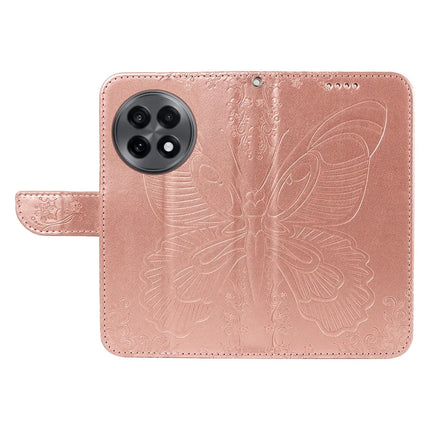 For OnePlus 13R 5G Case Butterfly Pattern PU Leather Folio Flip Phone Cover -  Rose Gold
