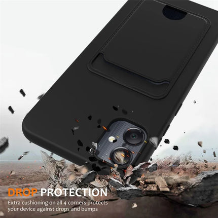 For Samsung Galaxy F05 / Galaxy M05 4G Liquid Silicone Case with Card Holder and Lanyard Back Phone Cover