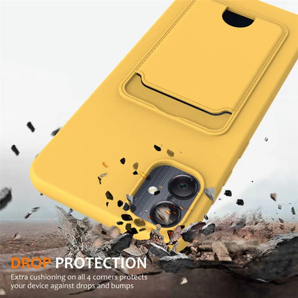 For Samsung Galaxy F05 / Galaxy M05 4G Liquid Silicone Case with Card Holder and Lanyard Back Phone Cover