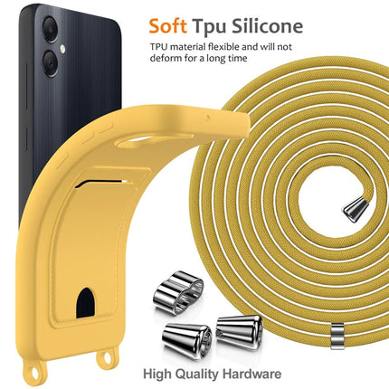 For Samsung Galaxy F05 / Galaxy M05 4G Liquid Silicone Case with Card Holder and Lanyard Back Phone Cover