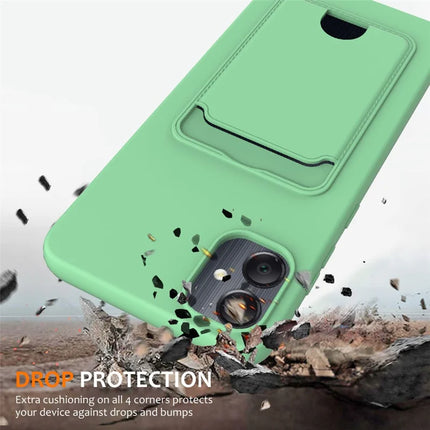 For Samsung Galaxy F05 / Galaxy M05 4G Liquid Silicone Case with Card Holder and Lanyard Back Phone Cover