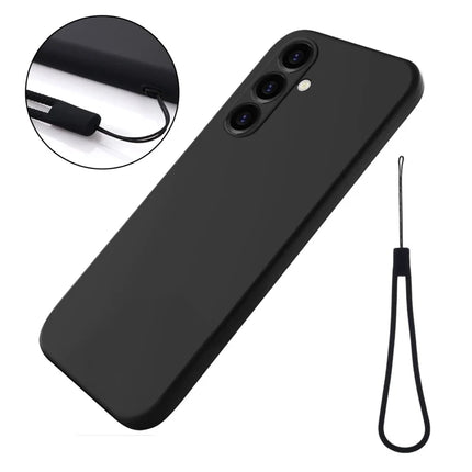 For Samsung Galaxy M14 4G Case Liquid Silicone Phone Back Cover with Hand Strap