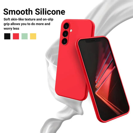 For Samsung Galaxy M14 4G Case Liquid Silicone Phone Back Cover with Hand Strap