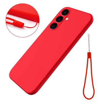 For Samsung Galaxy M14 4G Case Liquid Silicone Phone Back Cover with Hand Strap