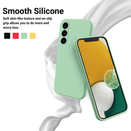 For Samsung Galaxy M14 4G Case Liquid Silicone Phone Back Cover with Hand Strap