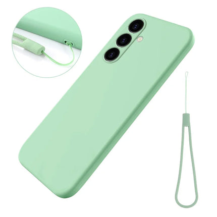 For Samsung Galaxy M14 4G Case Liquid Silicone Phone Back Cover with Hand Strap