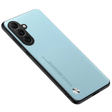 For Samsung Galaxy A35 5G Case Anti Drop TPU + PU Leather Texture Phone Protective Cover - Sky Blue
