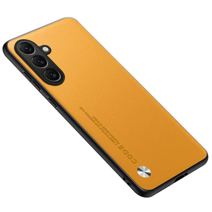 For Samsung Galaxy A35 5G Case Anti Drop TPU + PU Leather Texture Phone Protective Cover - Yellow