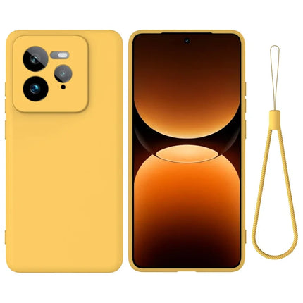 For Realme GT 7 Pro 5G Case Liquid Silicone Phone Back Cover with Hand Strap - Yellow