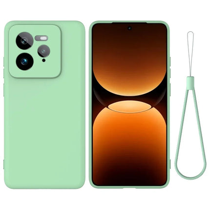 For Realme GT 7 Pro 5G Case Liquid Silicone Phone Back Cover with Hand Strap - Green