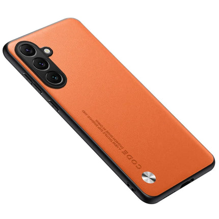 For Samsung Galaxy A55 5G Case Anti Drop TPU + PU Leather Texture Phone Protective Cover - Orange