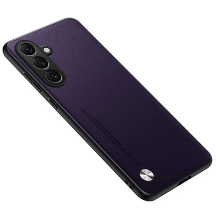 For Samsung Galaxy A55 5G Case Anti Drop TPU + PU Leather Texture Phone Protective Cover - Dark Purple