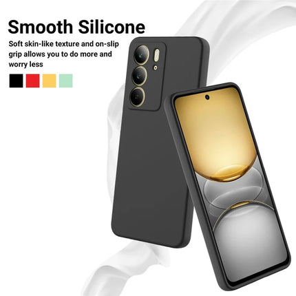 For Realme C75 Case Liquid Silicone Phone Back Cover with Hand Strap