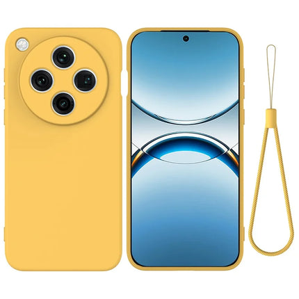 For Oppo Find X8 Pro 5G Case Liquid Silicone Phone Back Cover with Hand Strap - Yellow