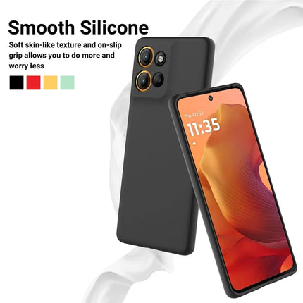 For Motorola Moto G15 4G Case Liquid Silicone Phone Back Cover with Hand Strap
