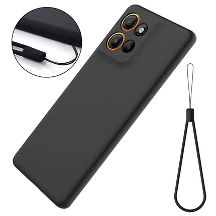 For Motorola Moto G15 4G Case Liquid Silicone Phone Back Cover with Hand Strap