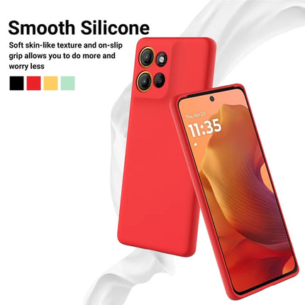 For Motorola Moto G15 4G Case Liquid Silicone Phone Back Cover with Hand Strap