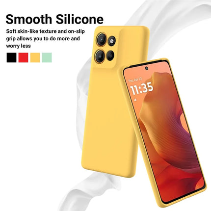 For Motorola Moto G15 4G Case Liquid Silicone Phone Back Cover with Hand Strap
