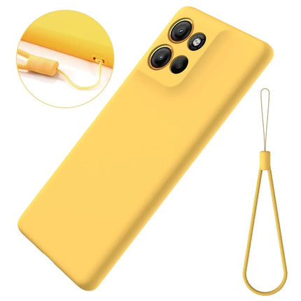 For Motorola Moto G15 4G Case Liquid Silicone Phone Back Cover with Hand Strap