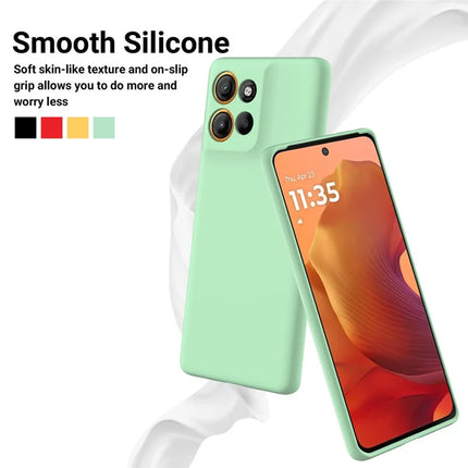 For Motorola Moto G15 4G Case Liquid Silicone Phone Back Cover with Hand Strap