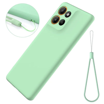 For Motorola Moto G15 4G Case Liquid Silicone Phone Back Cover with Hand Strap