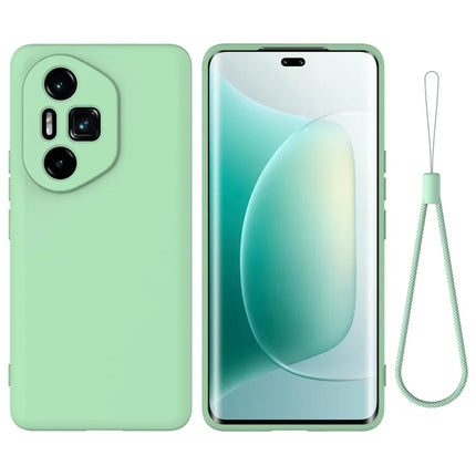 For Honor 300 Ultra / Honor 300 Pro Case Liquid Silicone Phone Back Cover with Hand Strap - Green