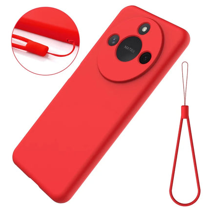 For Honor X60 5G / Honor X9c Smart 5G Case Liquid Silicone Phone Back Cover with Hand Strap