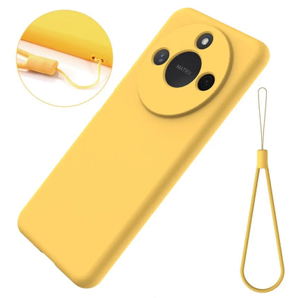 For Honor X60 5G / Honor X9c Smart 5G Case Liquid Silicone Phone Back Cover with Hand Strap