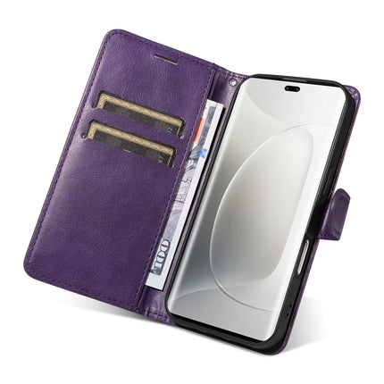 For Honor 300 Ultra / Honor 300 Pro Case Solid Color Leather Mobile Cover Wallet Stand with Strap