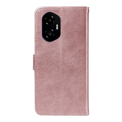 For Honor 300 Case Solid Color Leather Mobile Cover Wallet Stand with Strap