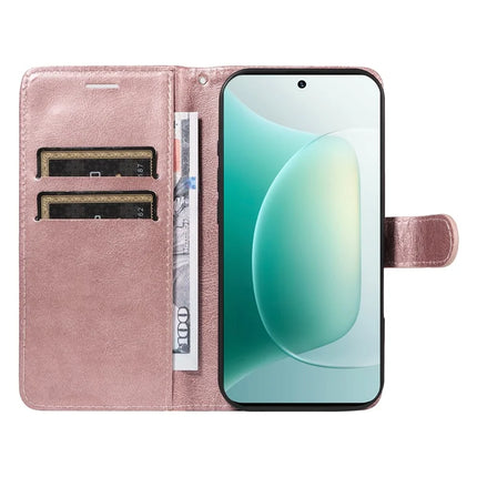 For Honor 300 Case Solid Color Leather Mobile Cover Wallet Stand with Strap