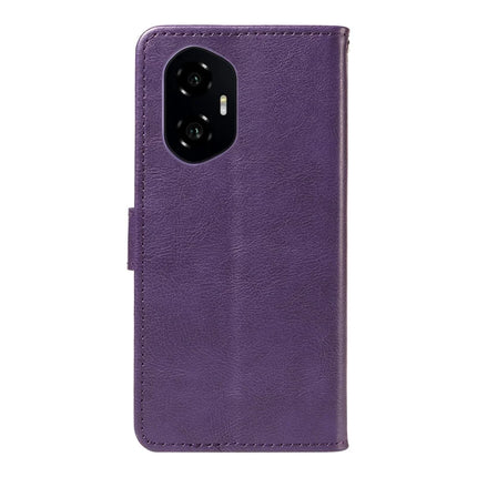 For Honor 300 Case Solid Color Leather Mobile Cover Wallet Stand with Strap