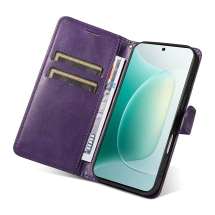 For Honor 300 Case Solid Color Leather Mobile Cover Wallet Stand with Strap