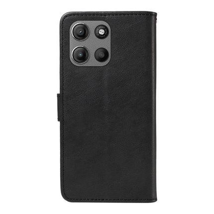 For Motorola Moto G15 4G Case Solid Color Leather Mobile Cover Wallet Stand with Strap