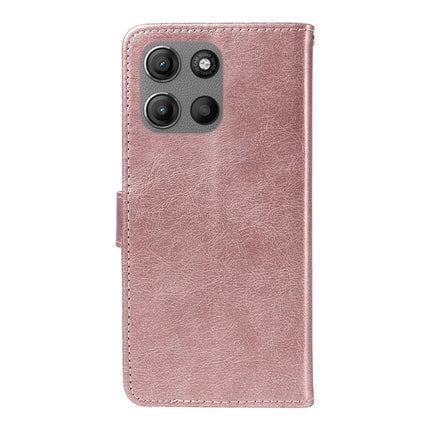For Motorola Moto G15 4G Case Solid Color Leather Mobile Cover Wallet Stand with Strap