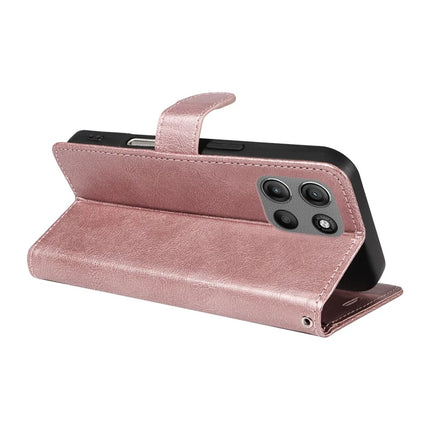 For Motorola Moto G15 4G Case Solid Color Leather Mobile Cover Wallet Stand with Strap