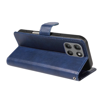 For Motorola Moto G15 4G Case Solid Color Leather Mobile Cover Wallet Stand with Strap