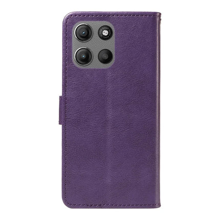 For Motorola Moto G15 4G Case Solid Color Leather Mobile Cover Wallet Stand with Strap