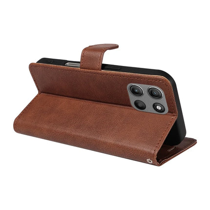 For Motorola Moto G15 4G Case Solid Color Leather Mobile Cover Wallet Stand with Strap