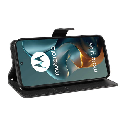 For Motorola Moto G05 4G Case Solid Color Leather Mobile Cover Wallet Stand with Strap