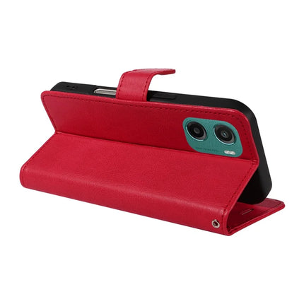 For Motorola Moto G05 4G Case Solid Color Leather Mobile Cover Wallet Stand with Strap