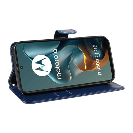 For Motorola Moto G05 4G Case Solid Color Leather Mobile Cover Wallet Stand with Strap