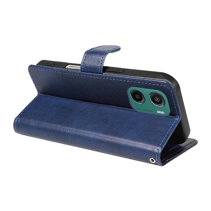 For Motorola Moto G05 4G Case Solid Color Leather Mobile Cover Wallet Stand with Strap