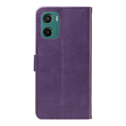 For Motorola Moto G05 4G Case Solid Color Leather Mobile Cover Wallet Stand with Strap