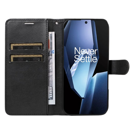 For OnePlus 13R 5G Case Solid Color Leather Mobile Cover Wallet Stand with Strap