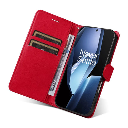 For OnePlus 13R 5G Case Solid Color Leather Mobile Cover Wallet Stand with Strap