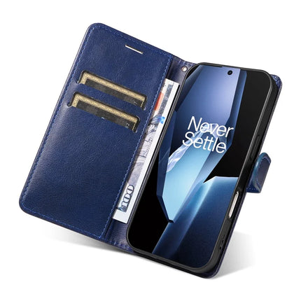 For OnePlus 13R 5G Case Solid Color Leather Mobile Cover Wallet Stand with Strap