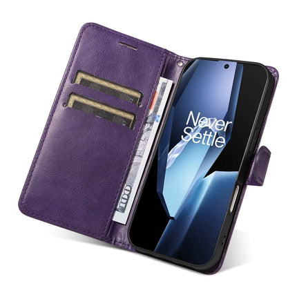 For OnePlus 13R 5G Case Solid Color Leather Mobile Cover Wallet Stand with Strap